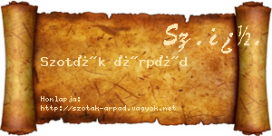 Szoták Árpád névjegykártya